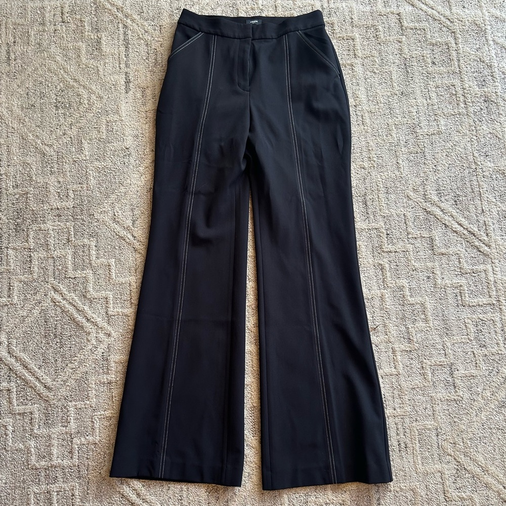 Express Black Wide-Leg Pants with Contrast Stitching